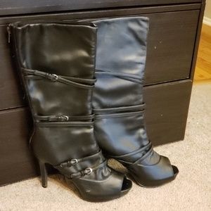 Black peep toe heels